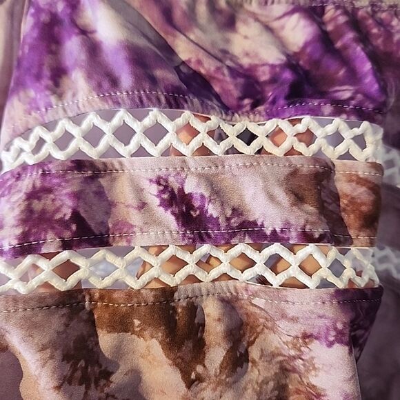 Elegant Purple Tie-Dye Swimsuit with Lace 2x - Picture 4 of 4